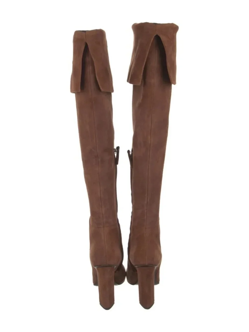 7.5, Giuseppe Zanotti Over-the-Knee Boots Brown Suede Leather Block Heel, Chic